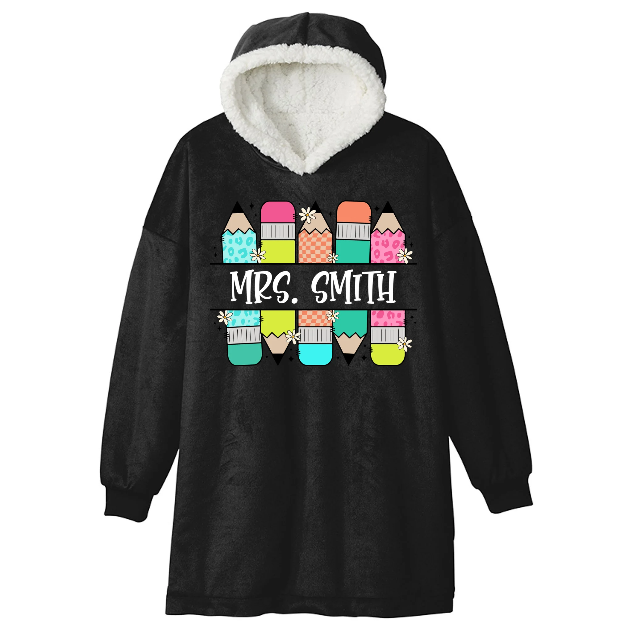 Custom Teacher Name Back To School Hooded Blanket - Front