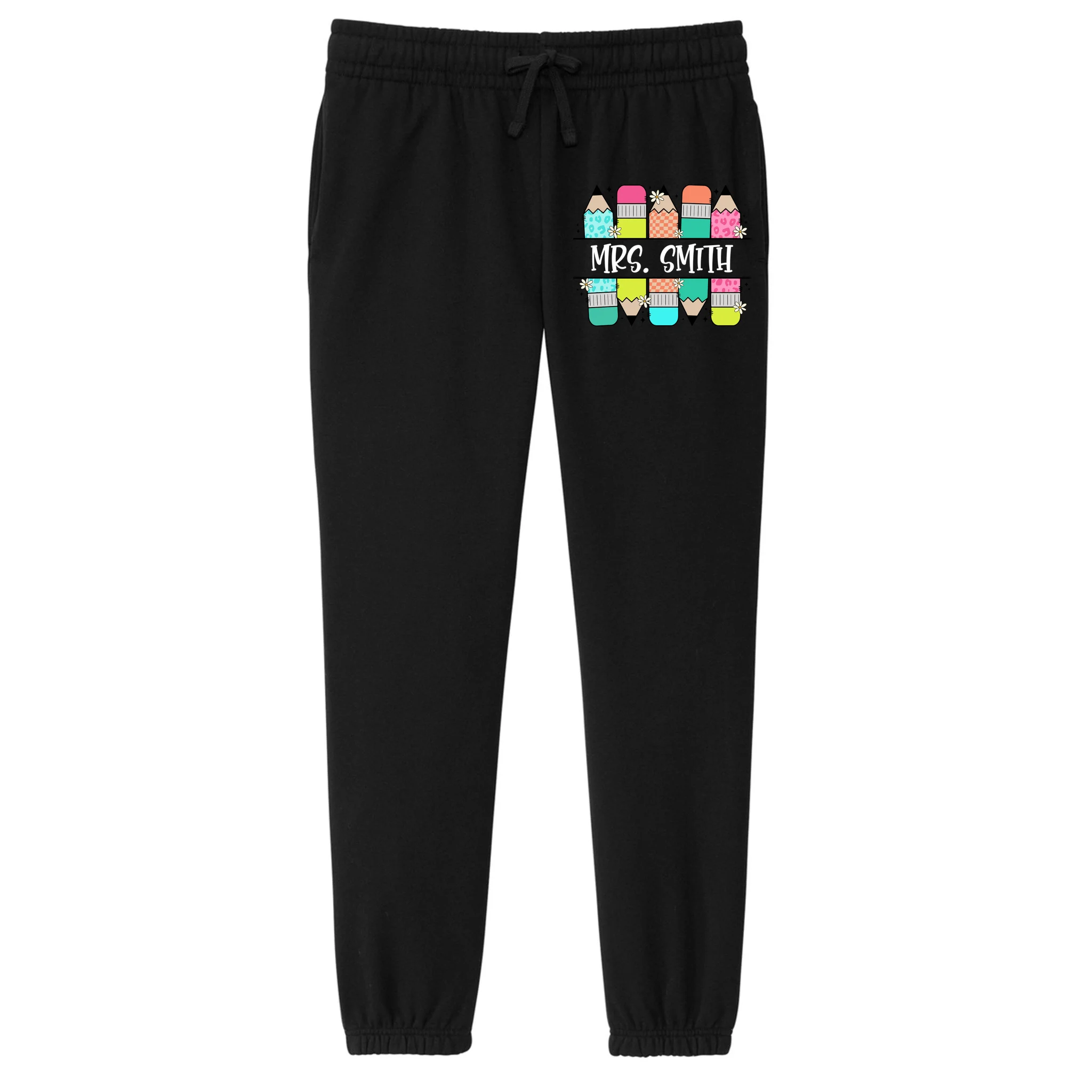 Custom Teacher Name Back To School Women's Fleece Sweatpants - Front
