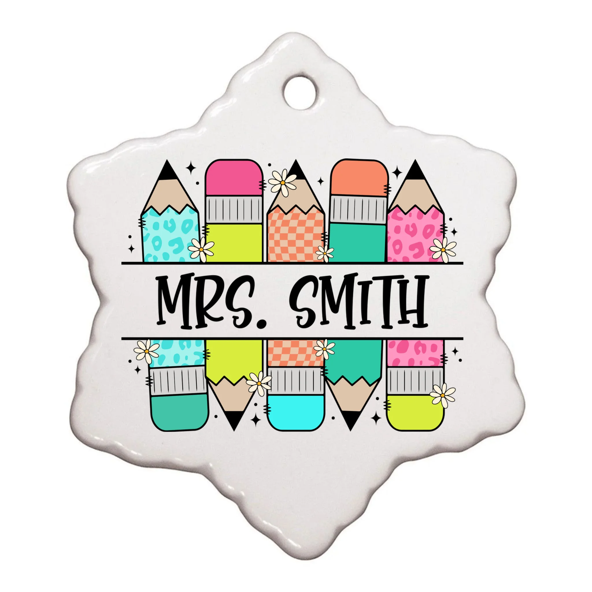 Custom Teacher Name Back To School Ornament - Front