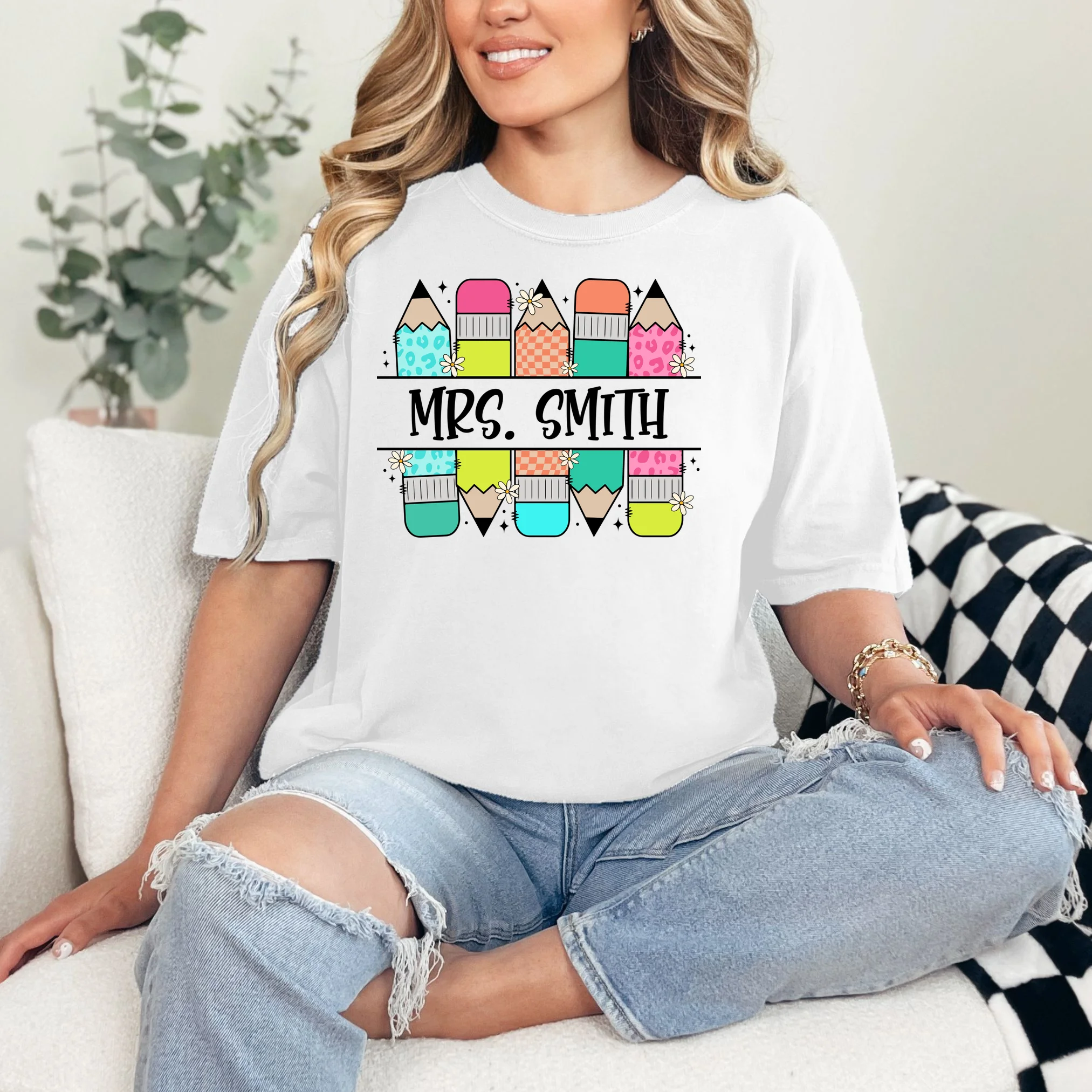 Custom Teacher Name Back To School T-Shirt - Front 1