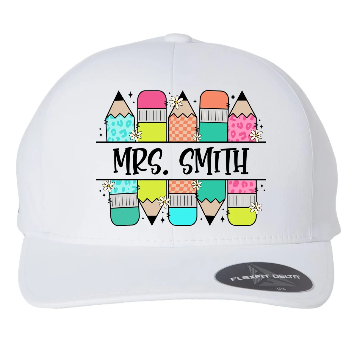 Custom Teacher Name Back To School Flexfit Men's Snapback Hat - Front