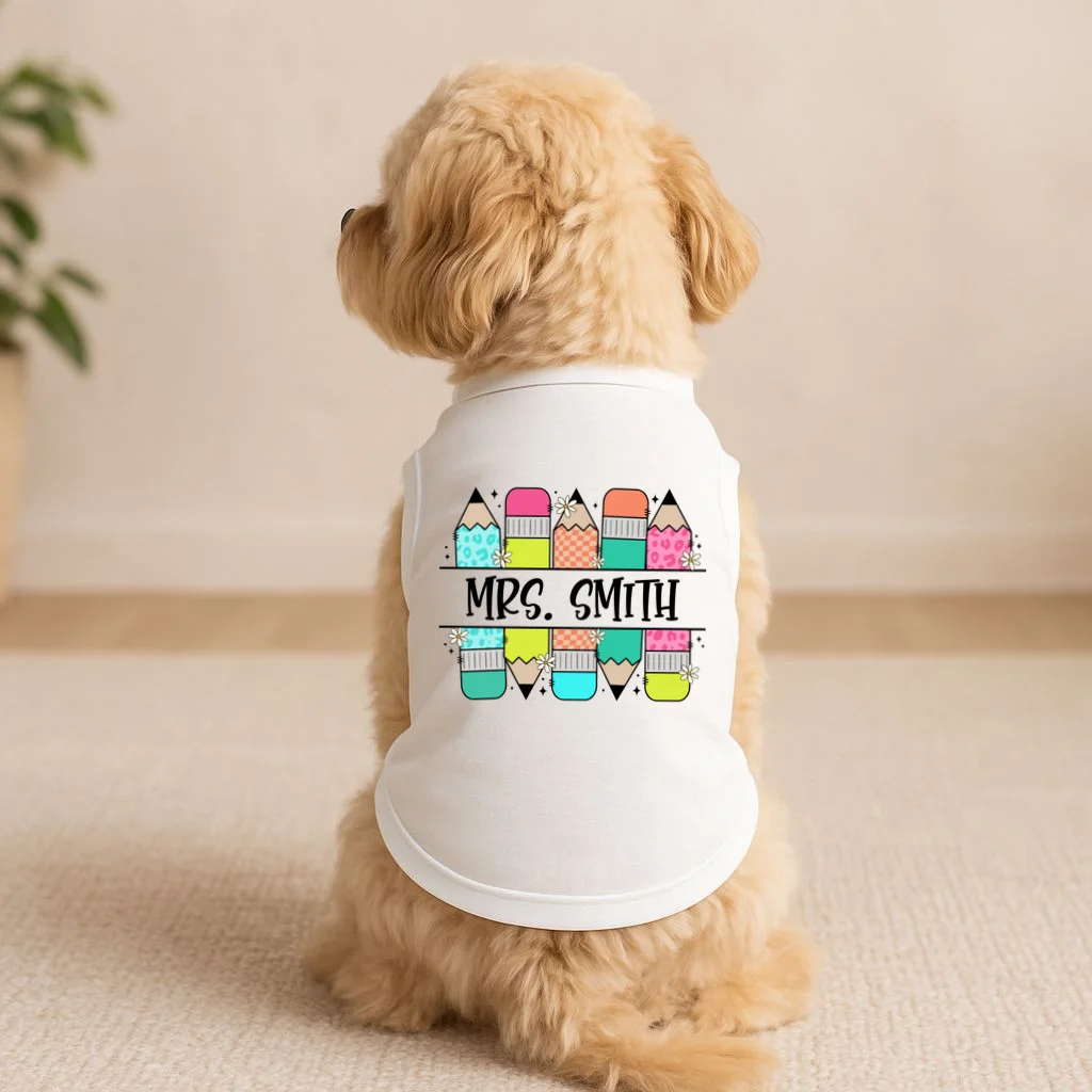 Custom Teacher Name Back To School Doggie Tank - Front 1