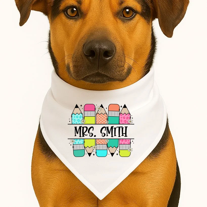 Custom Teacher Name Back To School Dog Bandana - Front 1