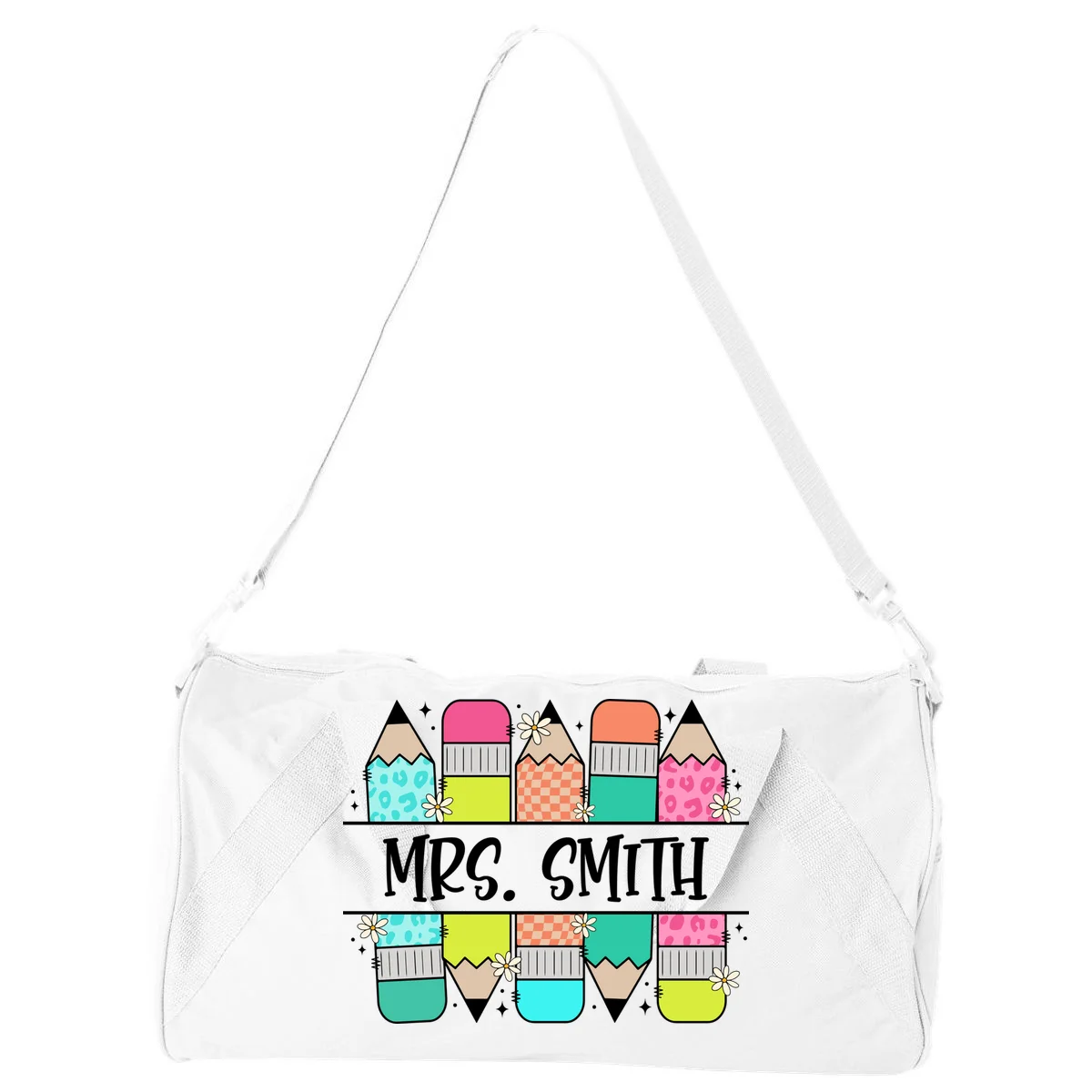 Custom Teacher Name Back To School Duffel Bag - Front