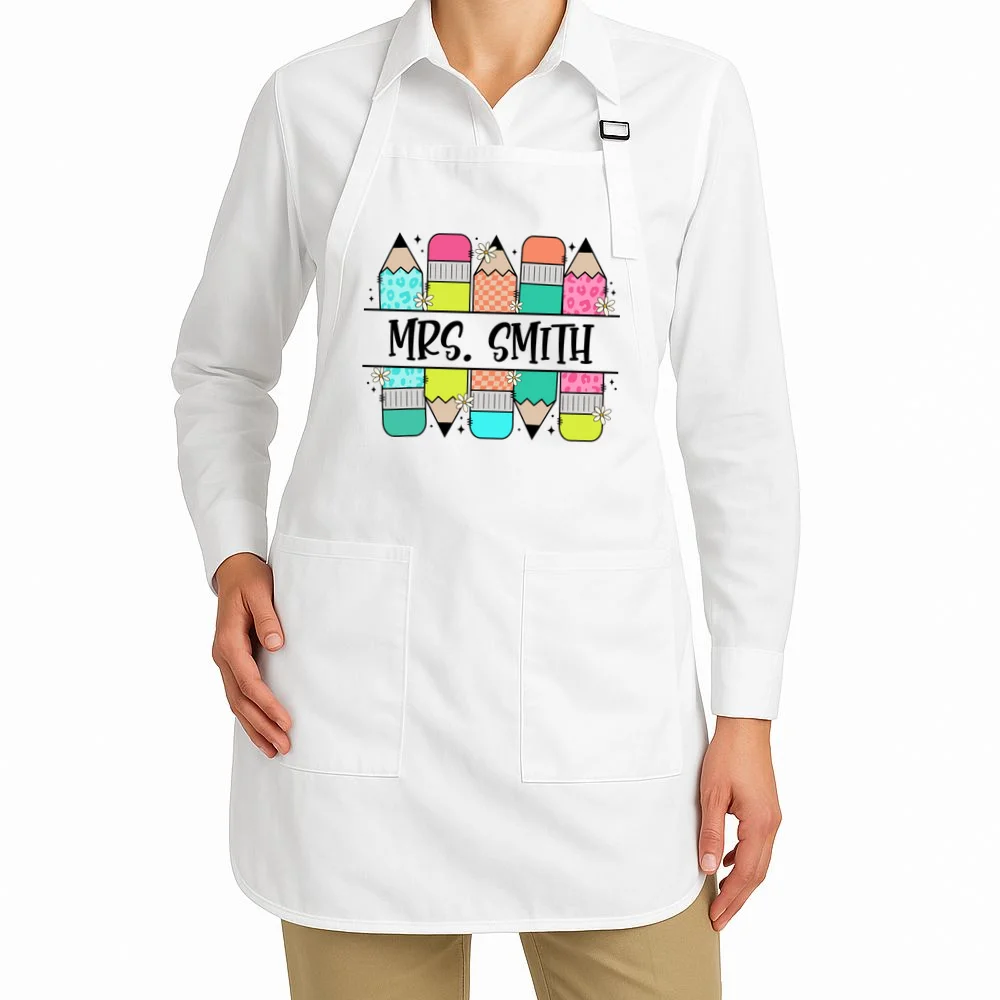 Custom Teacher Name Back To School Apron - Front 1