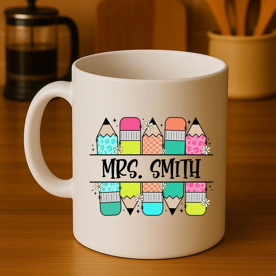 Custom Teacher Name Back To School Coffee Mug - Front 3