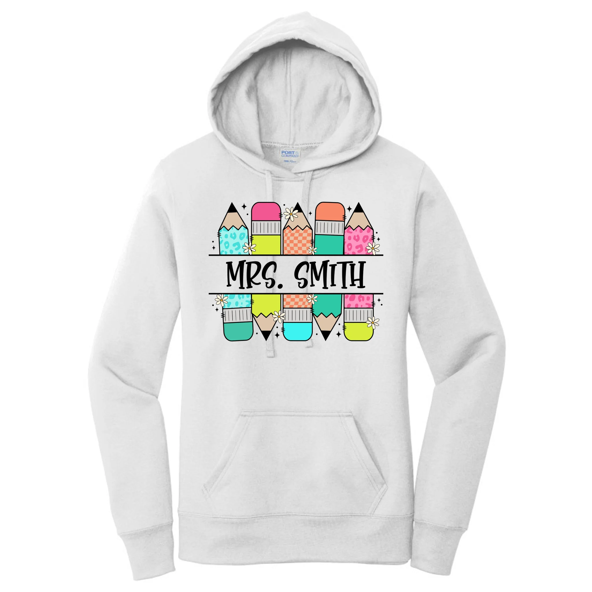 Custom Teacher Name Back To School Women's Pullover Hoodie - Front