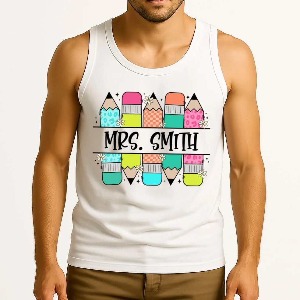 Custom Teacher Name Back To School Tank Top - Front 2