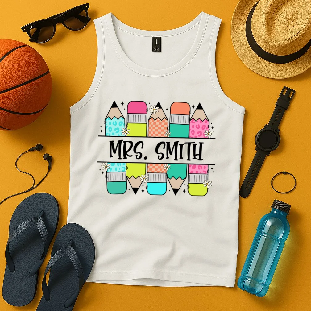 Custom Teacher Name Back To School Tank Top - Front 3