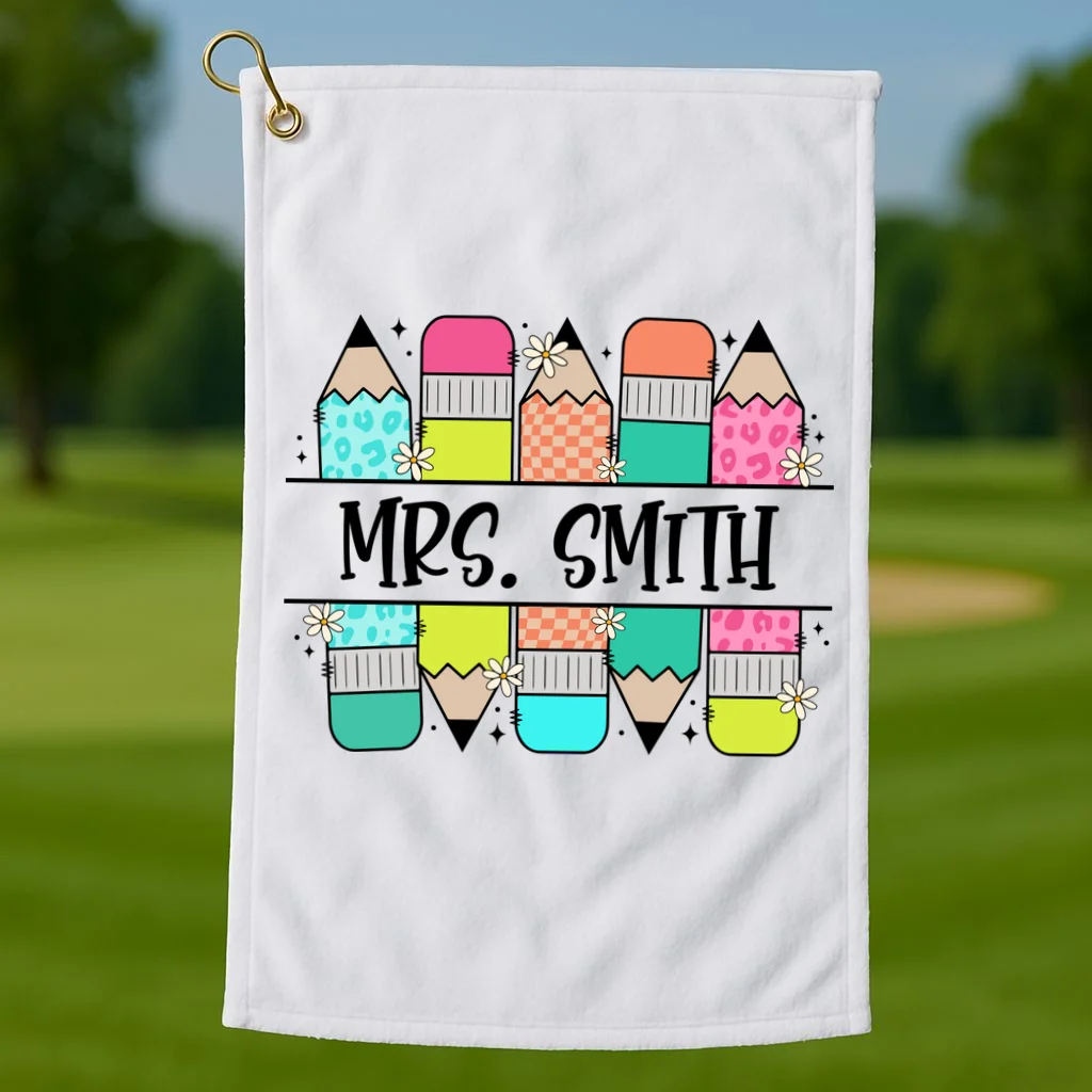 Custom Teacher Name Back To School Golf Towel - Front 1