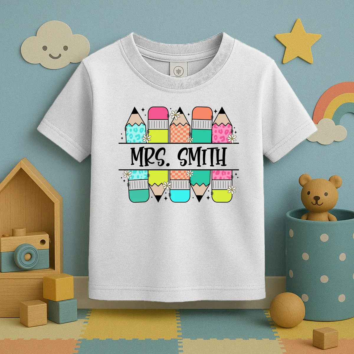 Custom Teacher Name Back To School Toddler T-Shirt - Front 2
