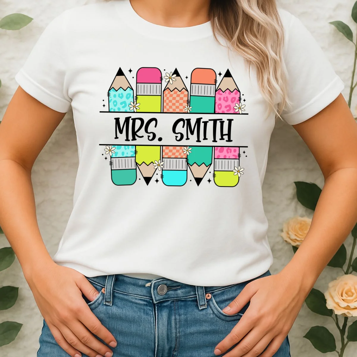 Custom Teacher Name Back To School Women's T-Shirt - Front 1