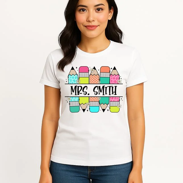 Custom Teacher Name Back To School Women's T-Shirt - Front 3