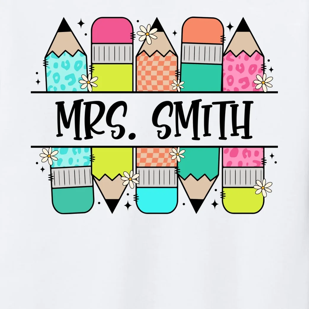 Custom Teacher Name Back To School Kids Long Sleeve Pajamas - Front - Close-up