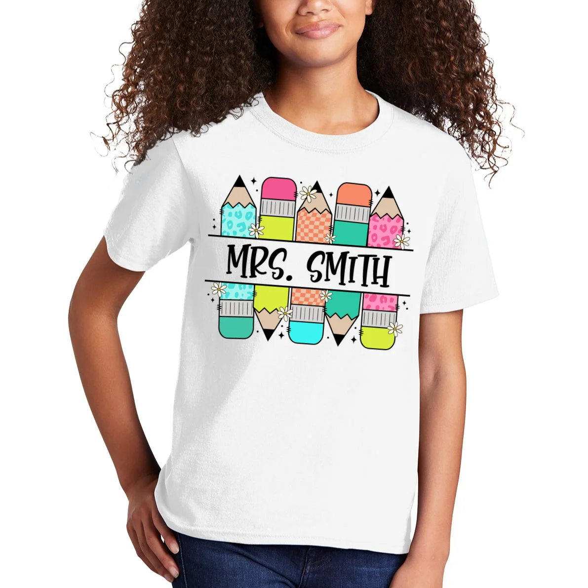Custom Teacher Name Back To School Kids T-Shirt - Front 1