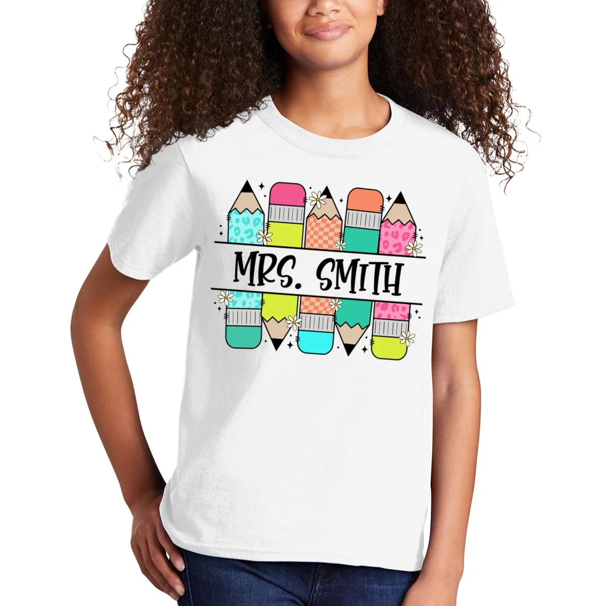 Custom Teacher Name Back To School Kids T-Shirt - Front 1