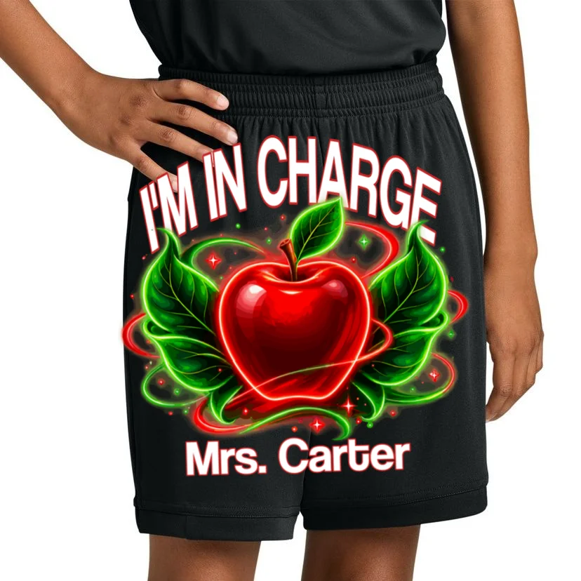 Personalized Teacher Apple Graphic – Custom Name Classroom Design Kids Shorts - Front 1