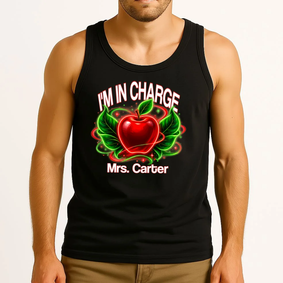 Personalized Teacher Apple Graphic – Custom Name Classroom Design Men's Tank Top - Front 2