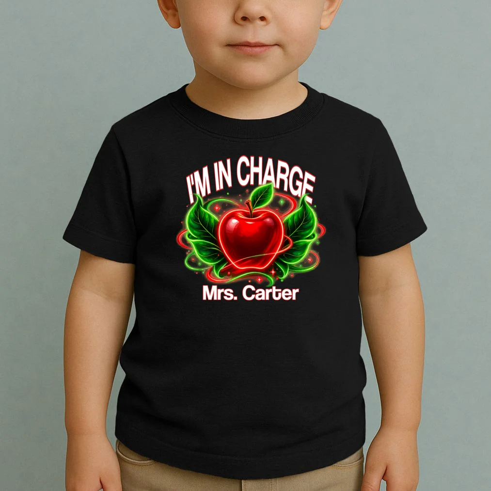 Personalized Teacher Apple Graphic – Custom Name Classroom Design Toddler T-Shirt - Front 1