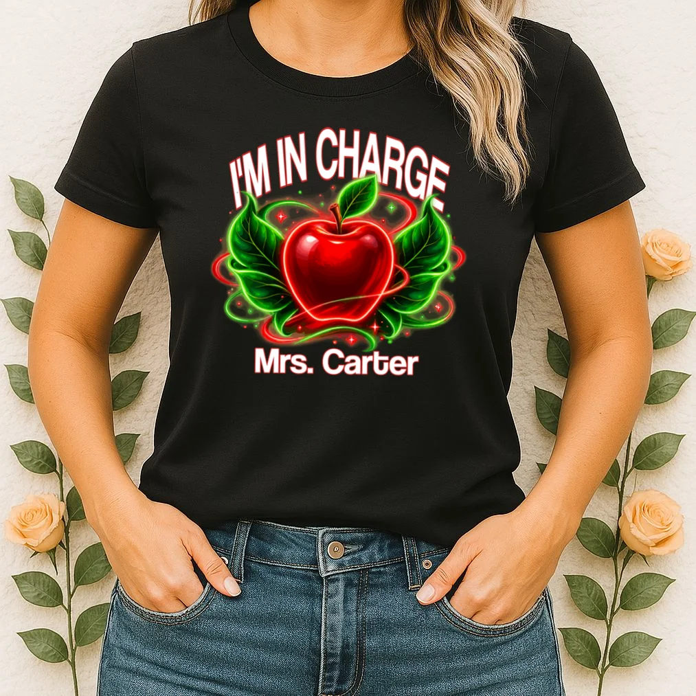 Personalized Teacher Apple Graphic – Custom Name Classroom Design Women's T-Shirt - Front 1