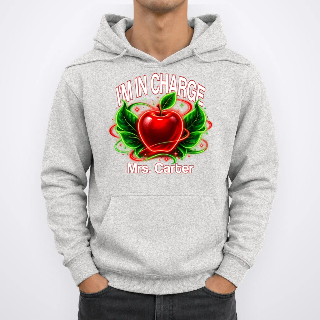 Personalized Teacher Apple Graphic – Custom Name Classroom Design Men's Hoodie - Front 1