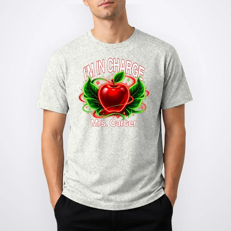 Personalized Teacher Apple Graphic – Custom Name Classroom Design Men's T-Shirt - Front 1