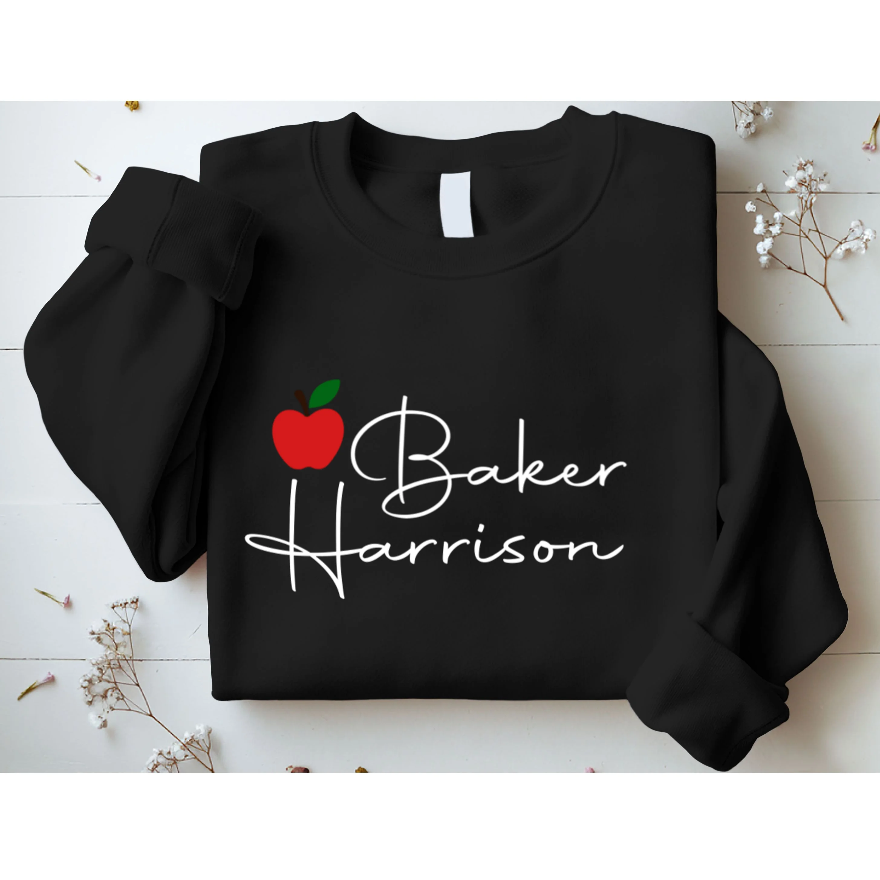 Custom Teacher Name Mug, Personalized Apple Gift for Teacher Sweatshirt - Front 1