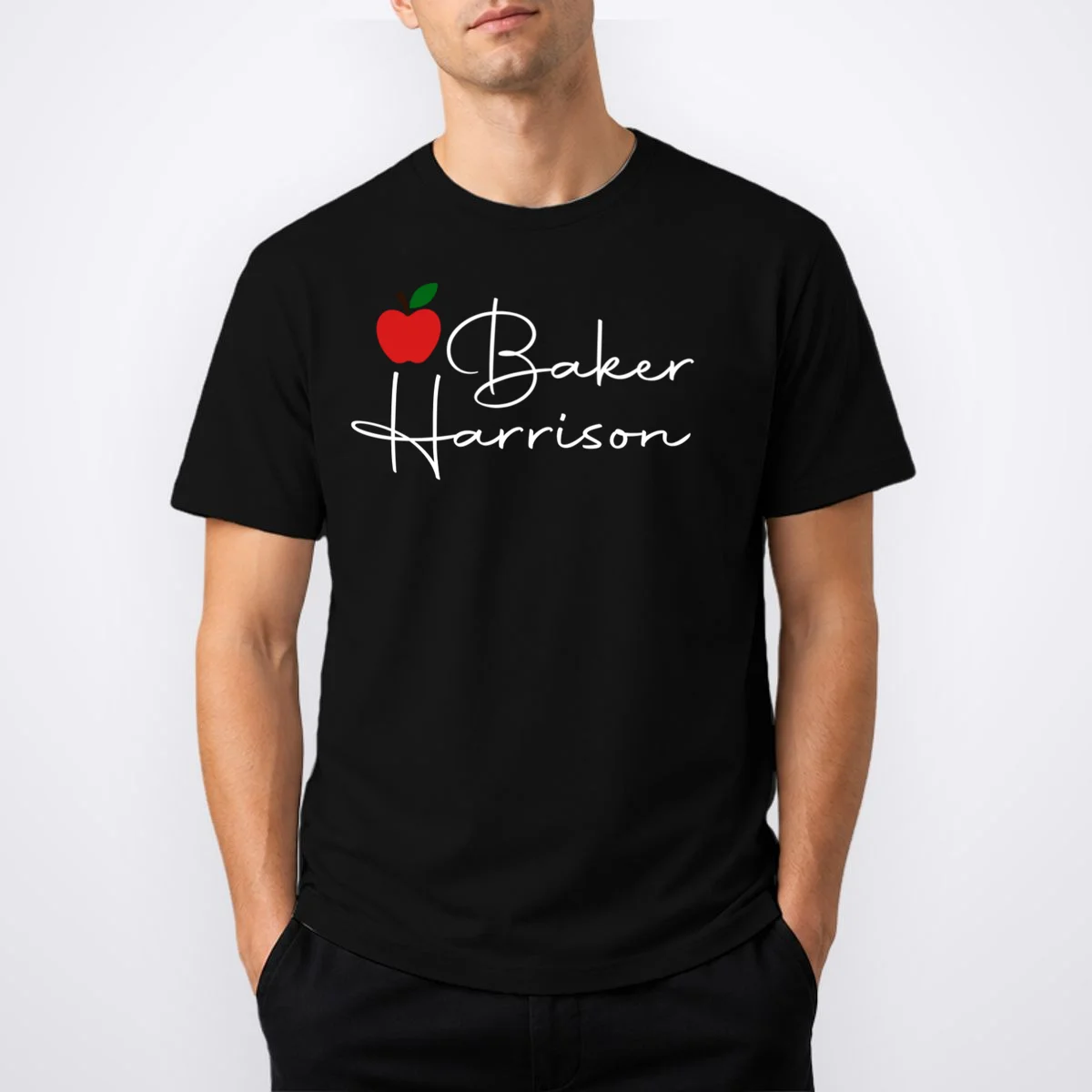 Custom Teacher Name Mug, Personalized Apple Gift for Teacher T-Shirt - Front 1