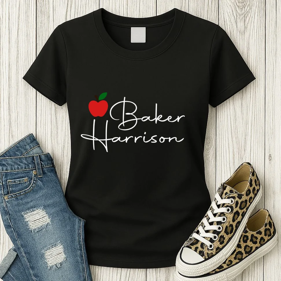 Custom Teacher Name Mug, Personalized Apple Gift for Teacher Women's T-Shirt - Front 2