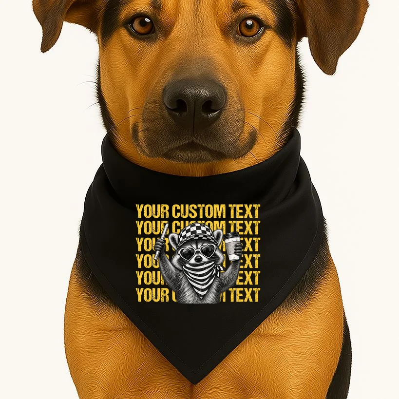 Custom Raccoon Coffee T-Shirt – Retro Animal Design Dog Bandana - Front 1