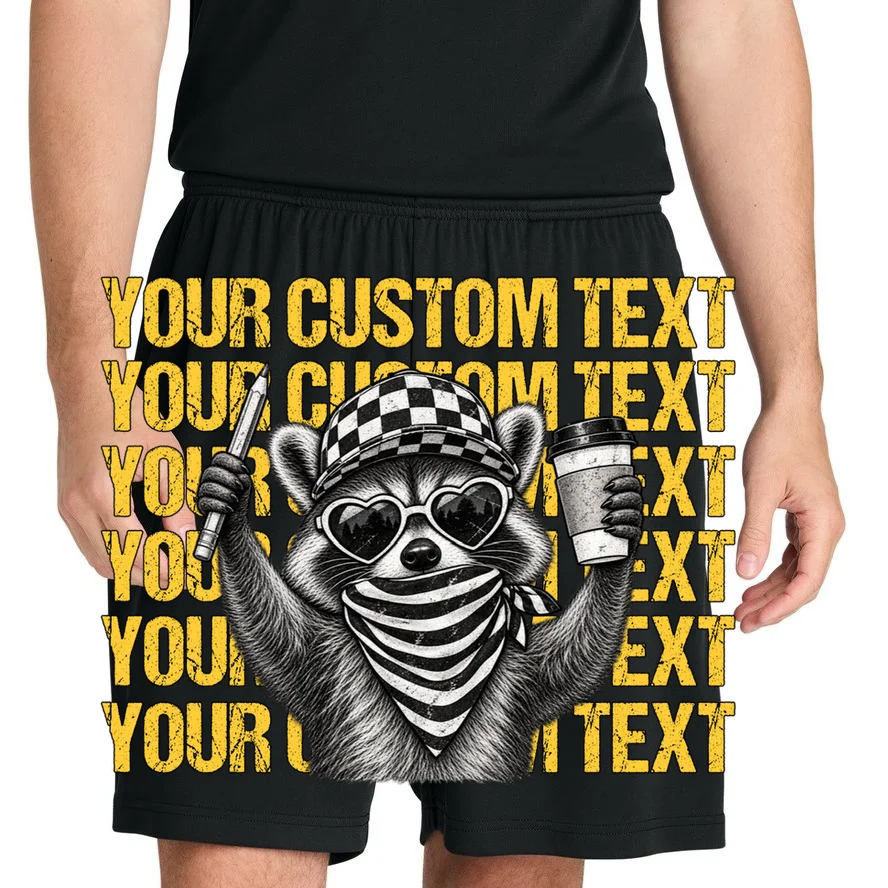 Custom Raccoon Coffee T-Shirt – Retro Animal Design Men's Shorts - Front 1