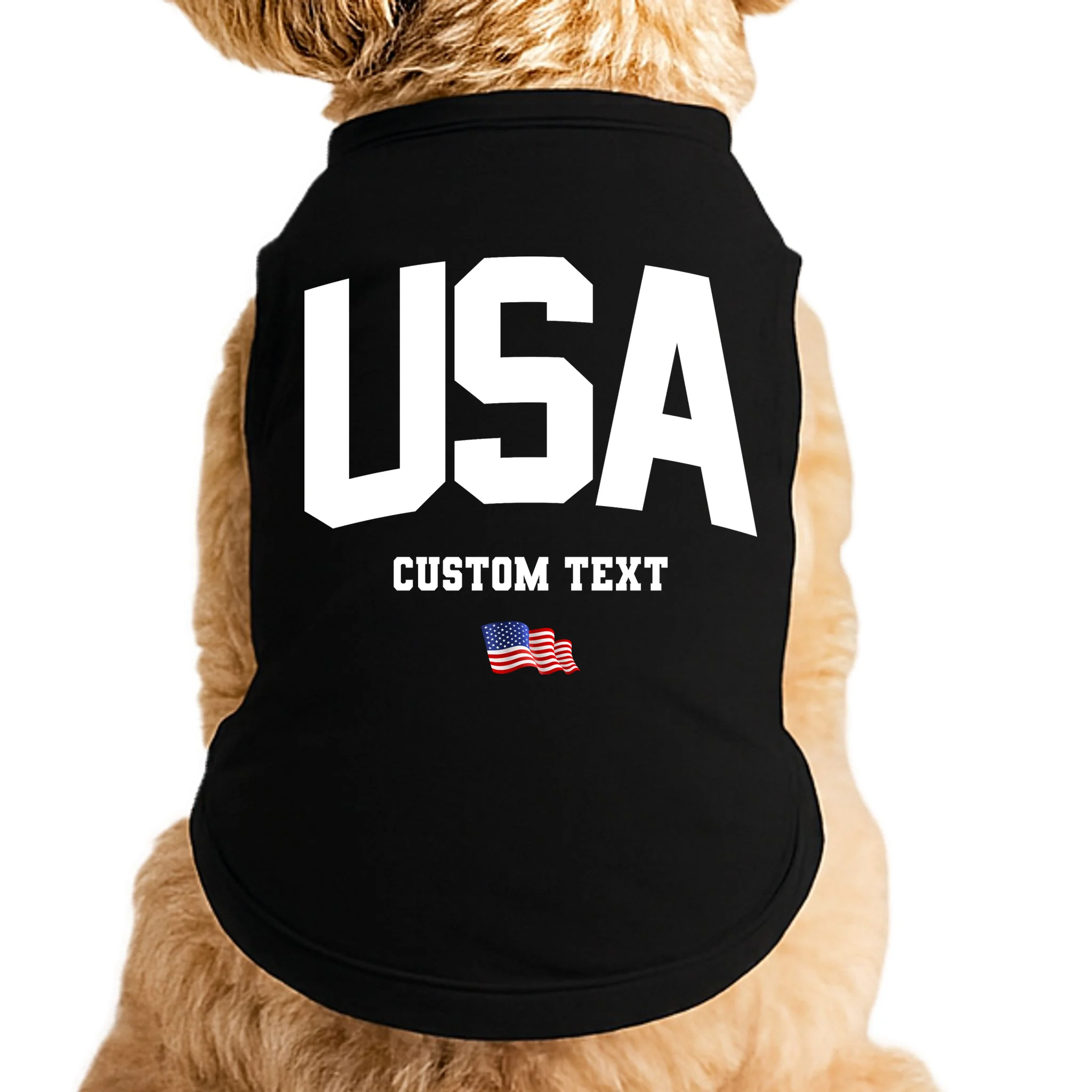 Custom USA Flag Personalized Doggie Tank - Front