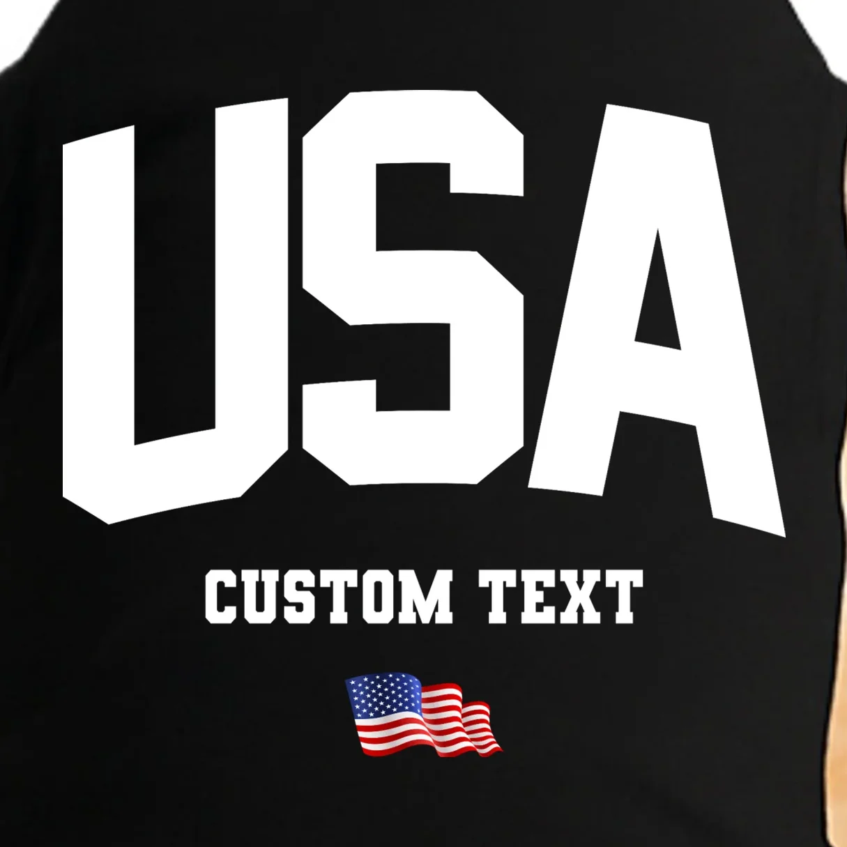 Custom USA Flag Personalized Doggie Tank - Front - Close-up
