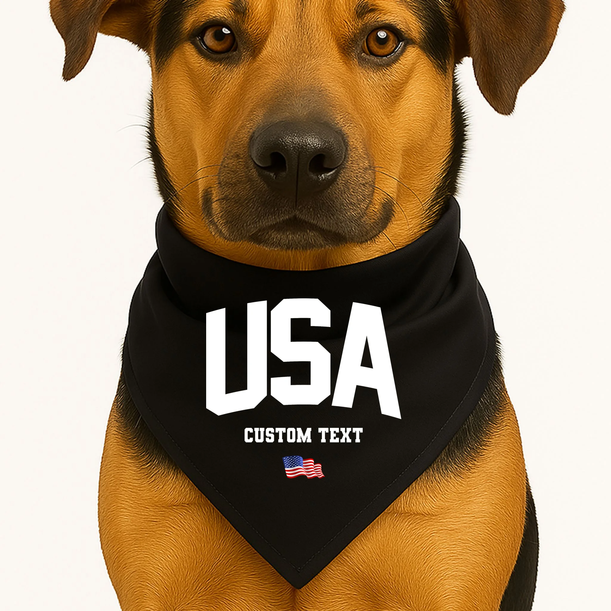 Custom USA Flag Personalized Dog Bandana - Front 1