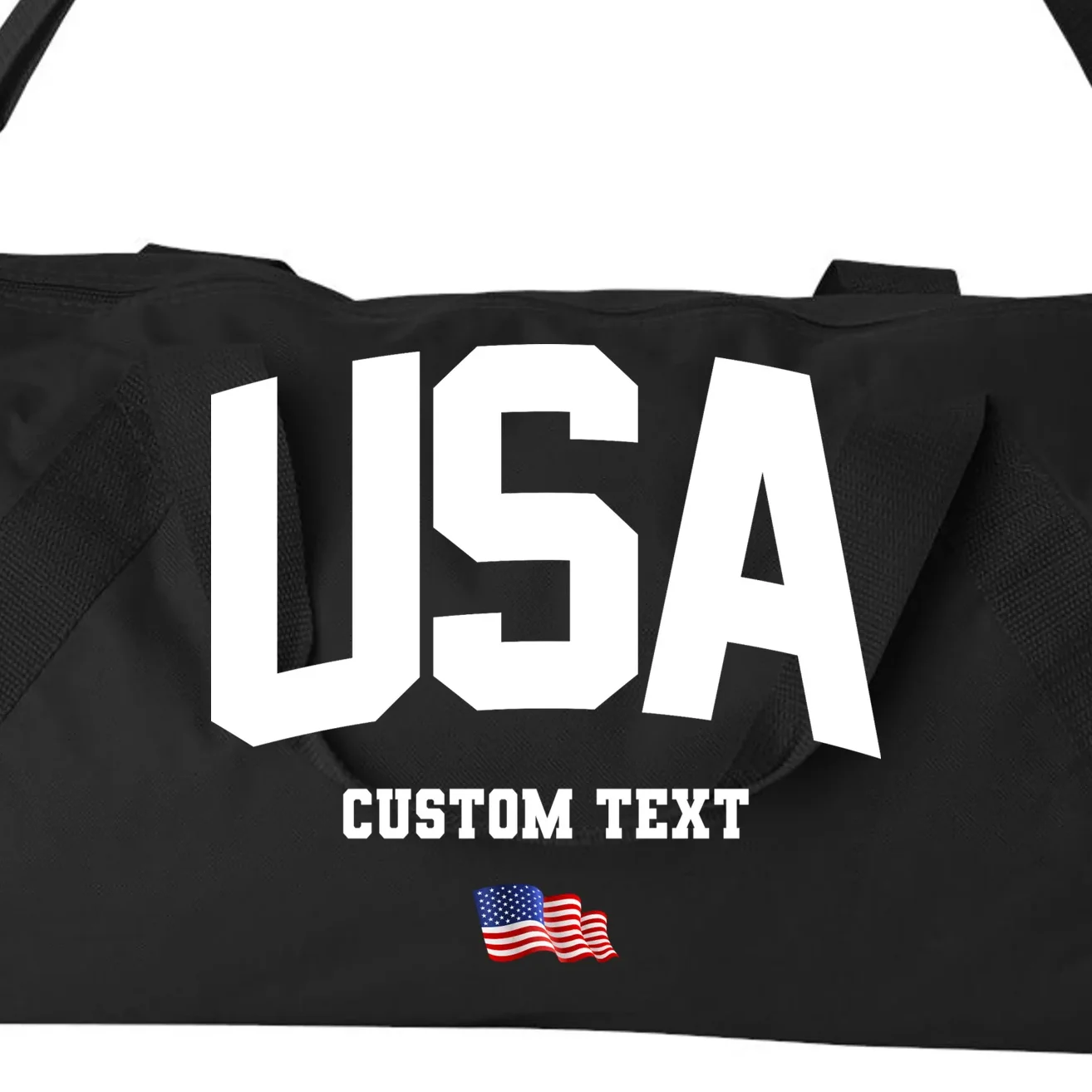 Custom USA Flag Personalized Duffel Bag - Front - Close-up
