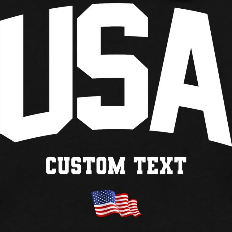 Custom USA Flag Personalized Men's Hoodie - Front - Close-up
