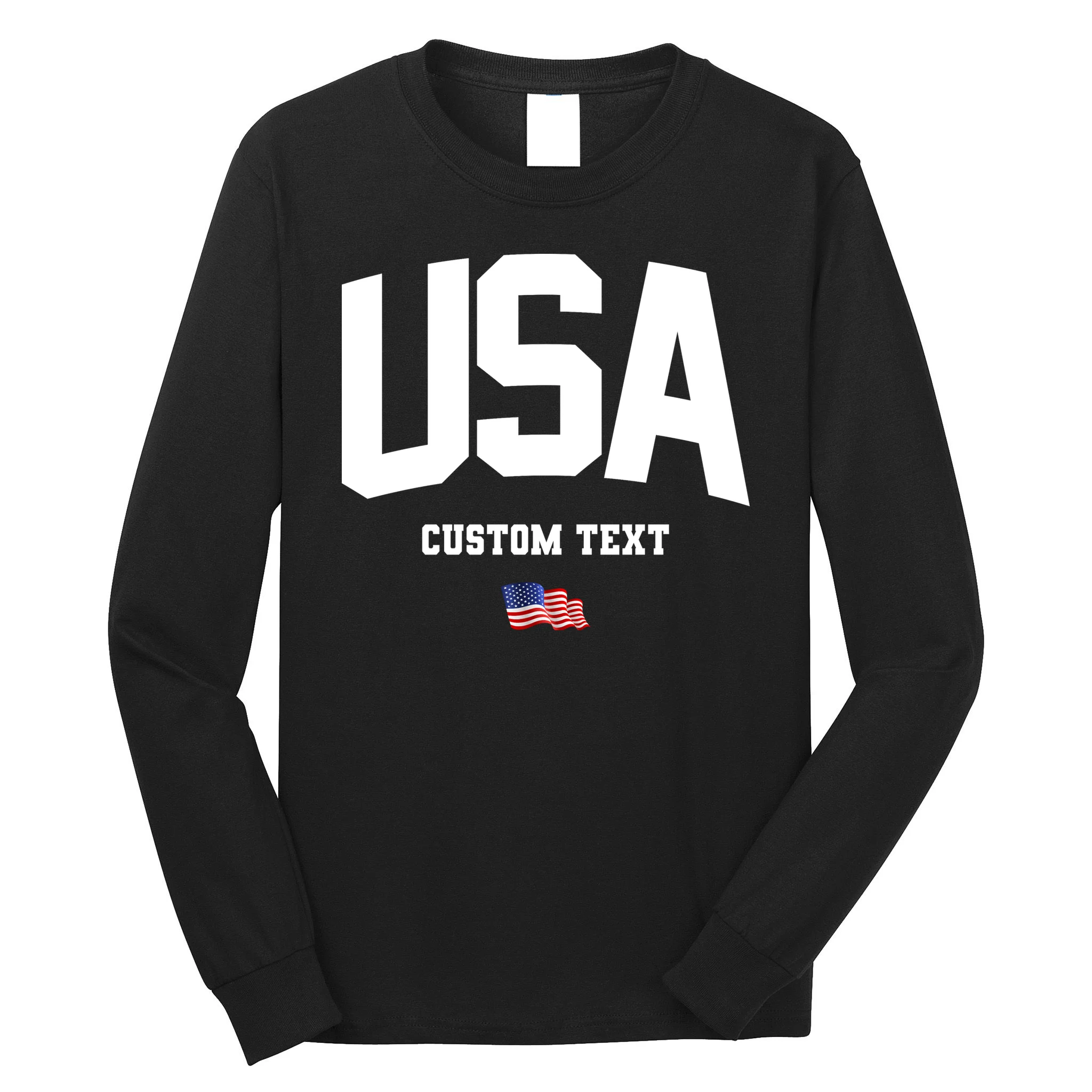 Custom USA Flag Personalized Men's Long Sleeve Shirt - Front
