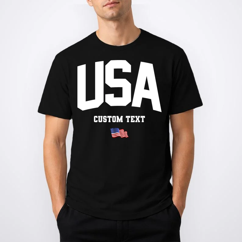 Custom USA Flag Personalized T-Shirt - Front 1