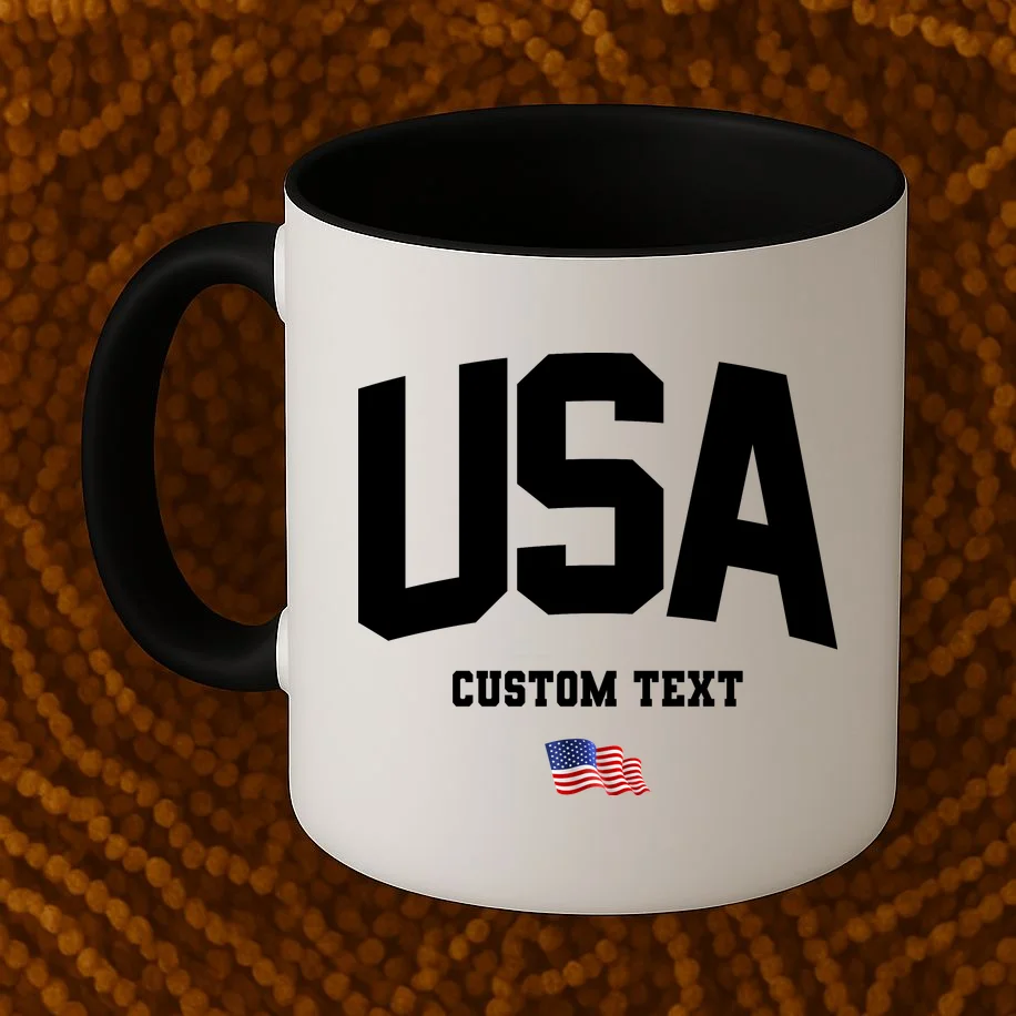 Custom USA Flag Personalized Coffee Mug - Front 1