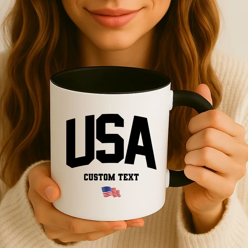 Custom USA Flag Personalized Coffee Mug - Front 2