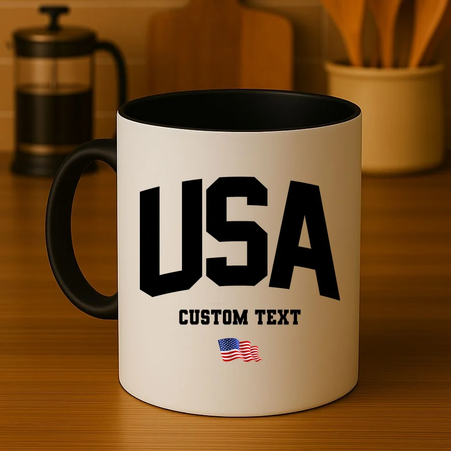 Custom USA Flag Personalized Coffee Mug - Front 3