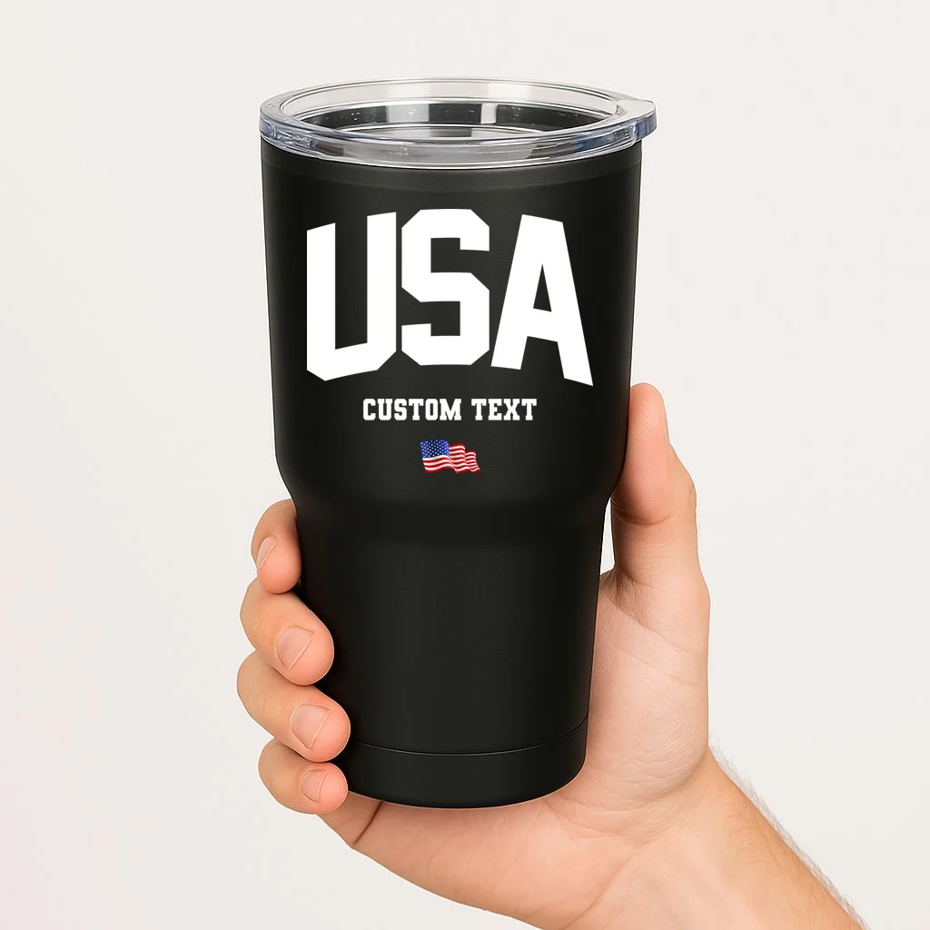 Custom USA Flag Personalized 20oz Tumbler - Front 1