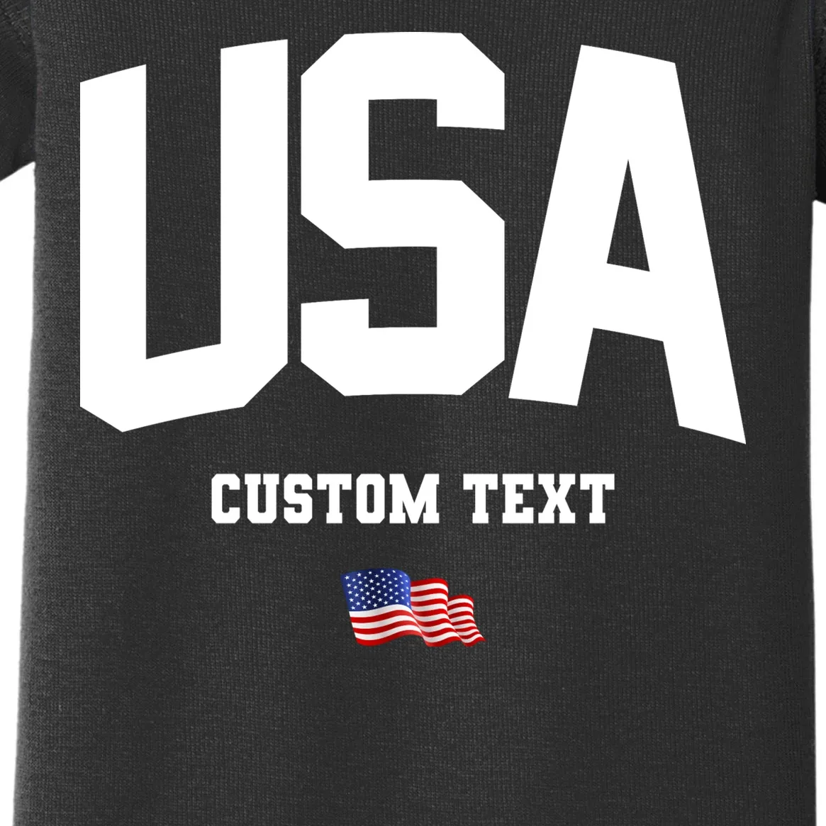 Custom USA Flag Personalized Baby Bodysuit - Front - Close-up