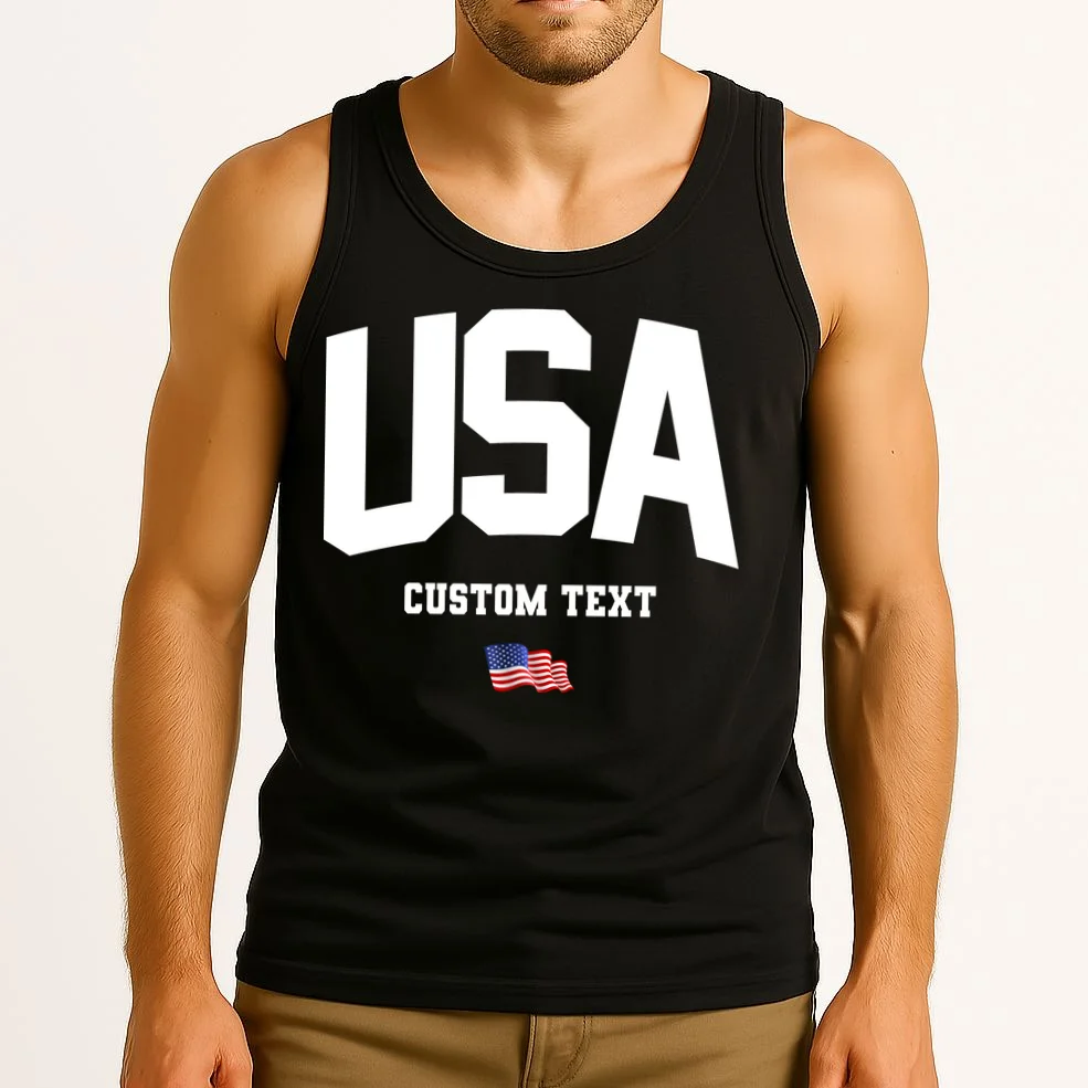 Custom USA Flag Personalized Tank Top - Front 2