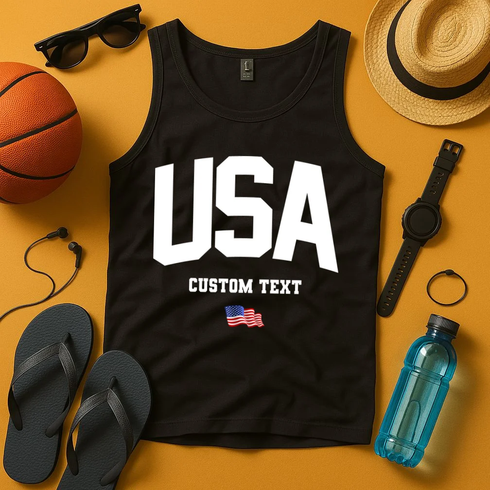 Custom USA Flag Personalized Tank Top - Front 3