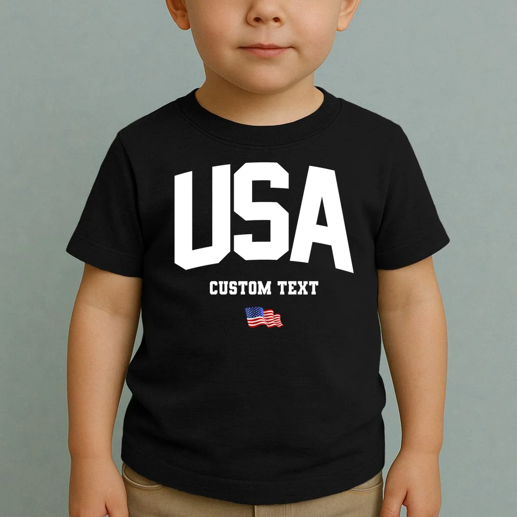 Custom USA Flag Personalized Toddler T-Shirt - Front 1