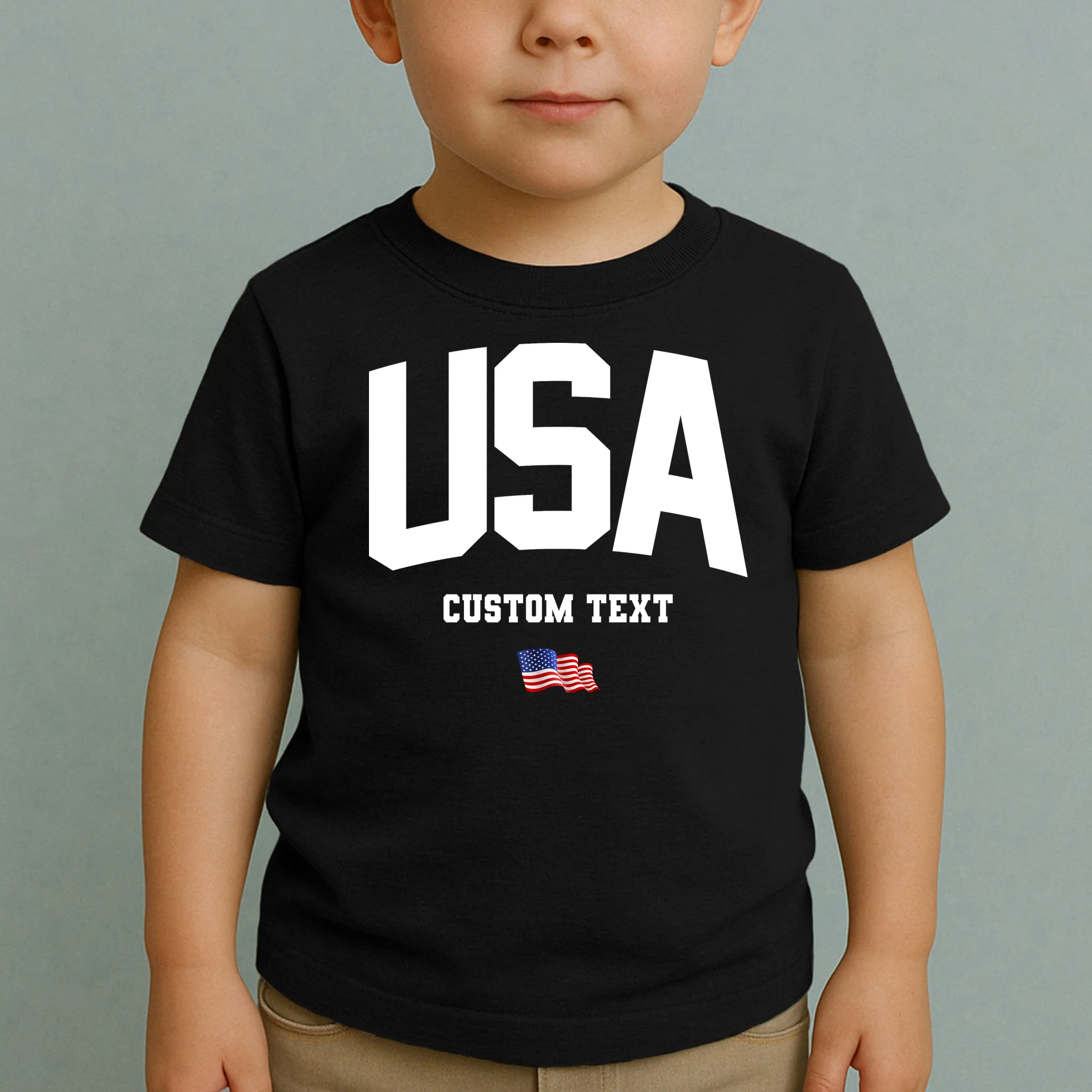 Custom USA Flag Personalized Toddler T-Shirt - Front 1