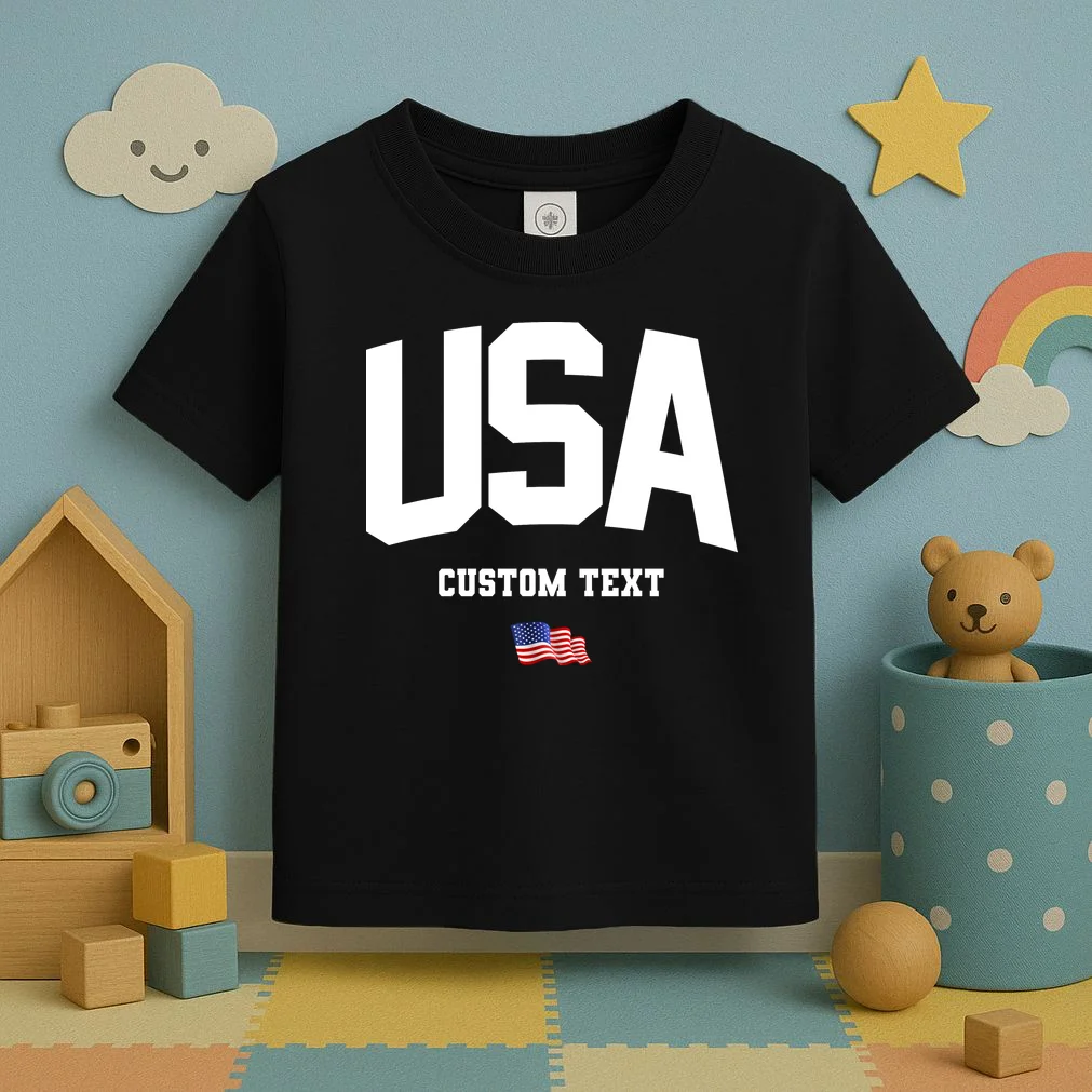 Custom USA Flag Personalized Toddler T-Shirt - Front 2