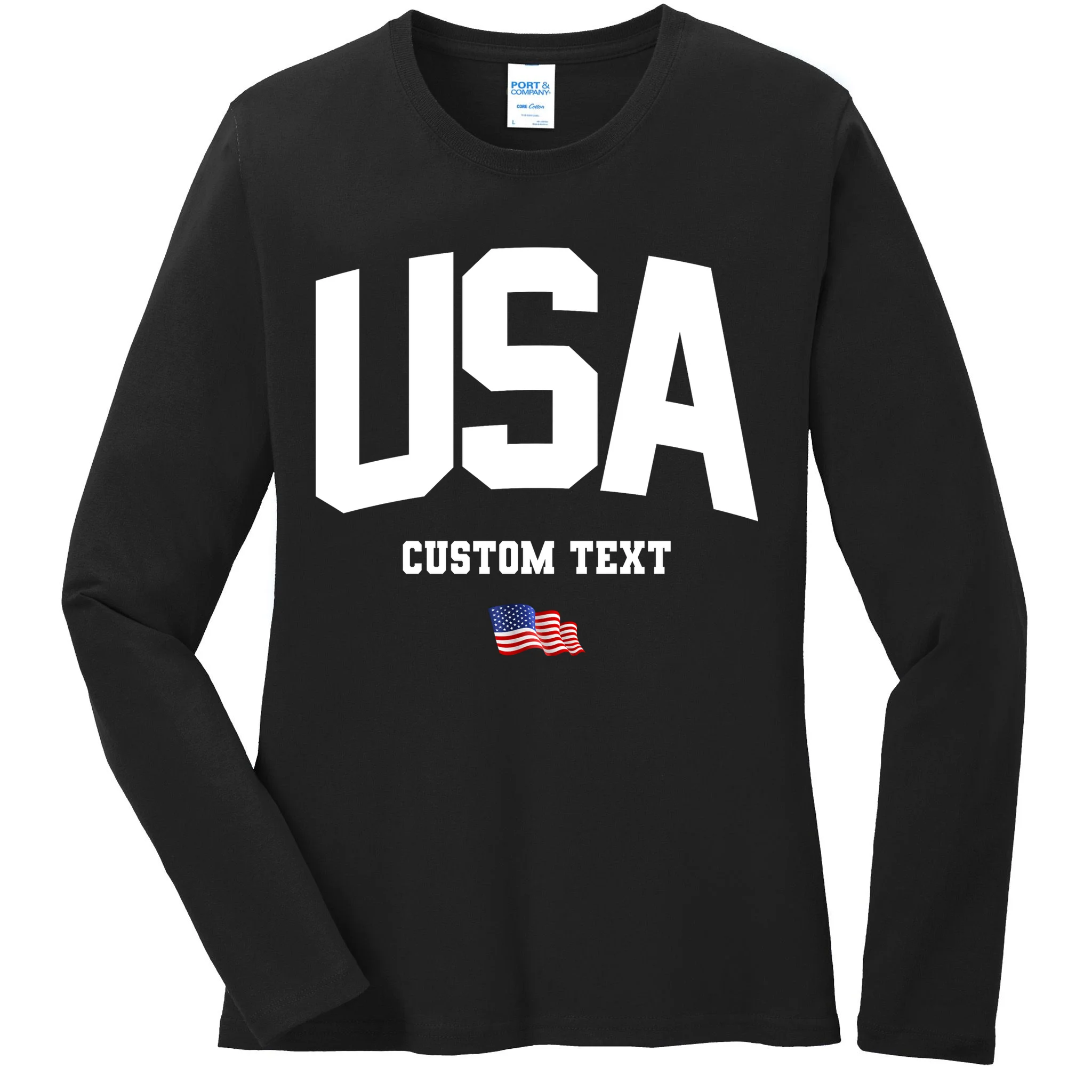 Custom USA Flag Personalized Women's Long Sleeve Shirt - Front