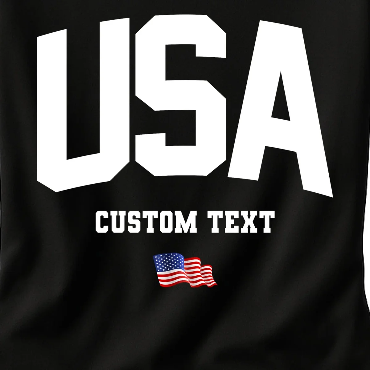 Custom USA Flag Personalized Women's T-Shirt - Front - Close-up